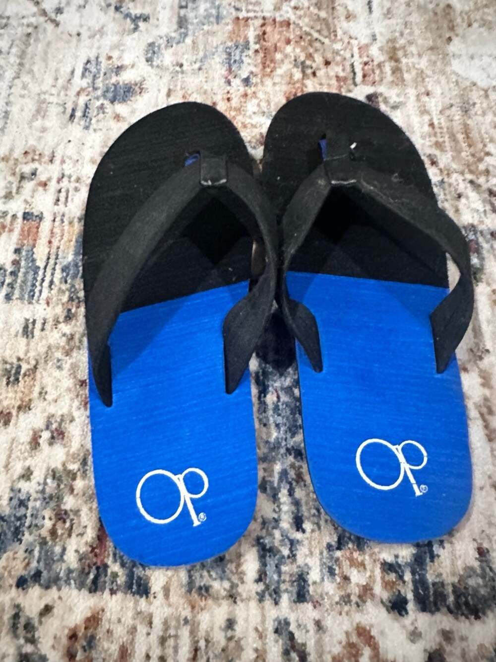 Ocean Pacific Flip Flops Size 10 Black Blue